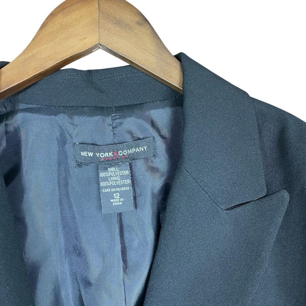 New York & Company | Stretch Collection Black Blazer Suit Jacket Deep‎ Neckline - Picture 7 of 8